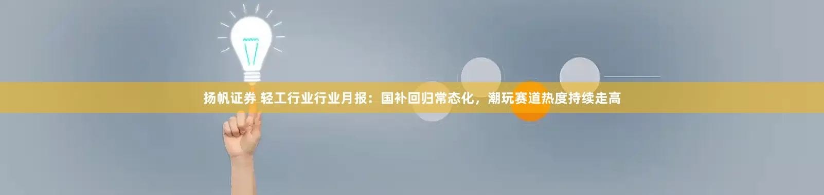 扬帆证券 轻工行业行业月报:国补回归常态化,潮玩赛道热度持续走高