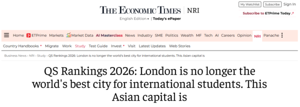 金风资本 2026QS最佳留学城市排行大洗牌？稳坐6年冠军的伦敦跌出榜首，黑马登顶...